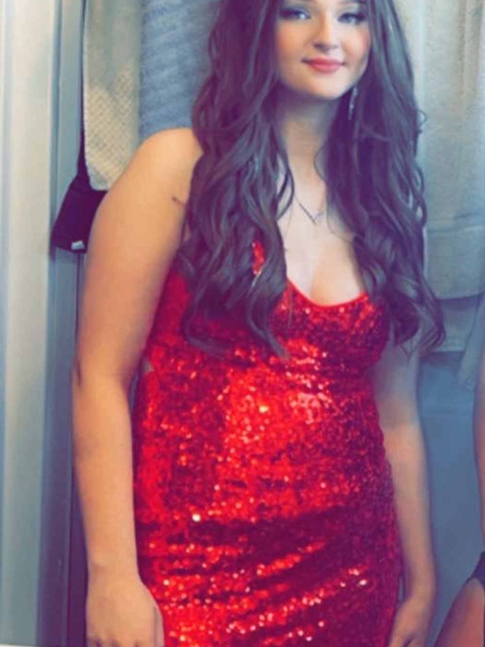 SHEIN Red Sequin Bodycon Prom Dress